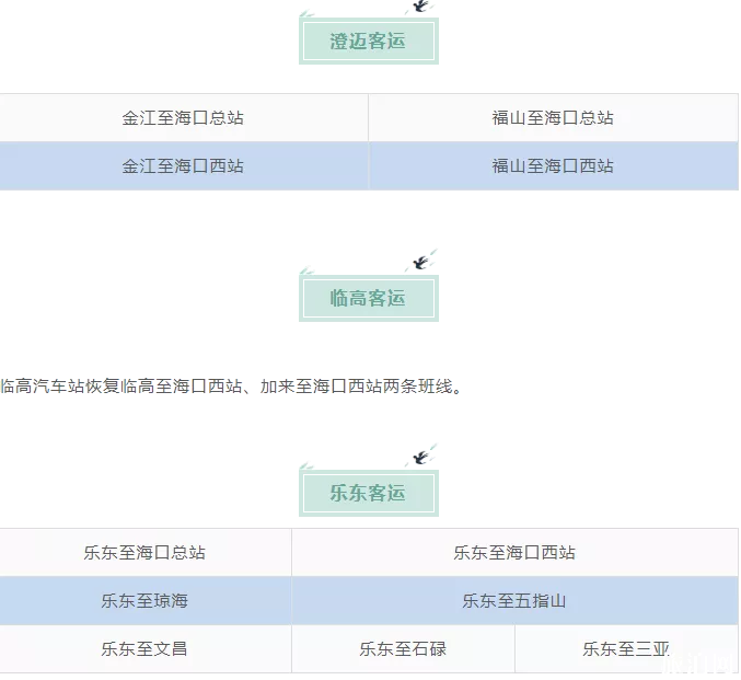 2020海南恢复客运汇总 海口汽车西站发班时间