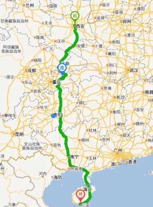 从西安自驾到海南路线攻略