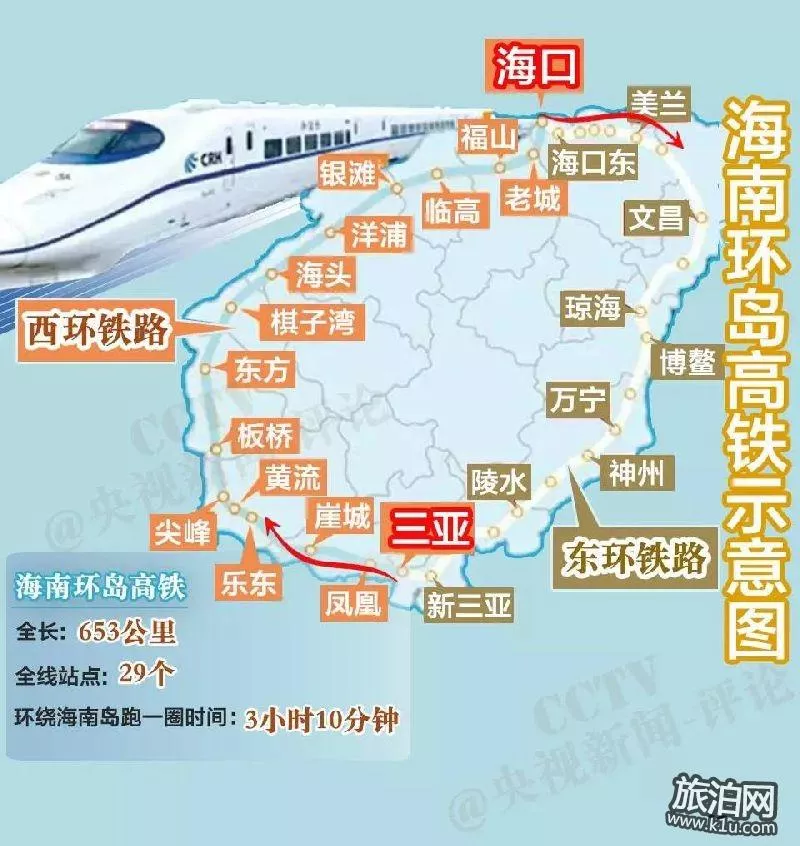 海南环岛高铁站点路线图及景点大全