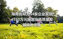 海南省拟为34家企业发放4550万元旅游业高质量发展奖补资金