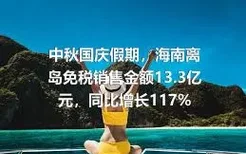 中秋国庆假期，海南离岛免税销售金额13.3亿元，同比增长117%